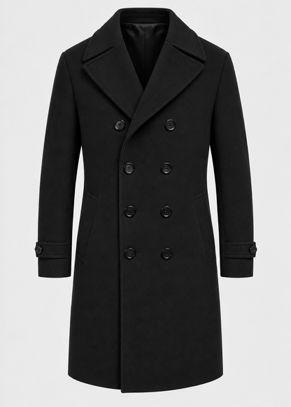 Men's Double-Breasted Overcoat | Notched Collar | Tailored Long Coat | Steven & Levon