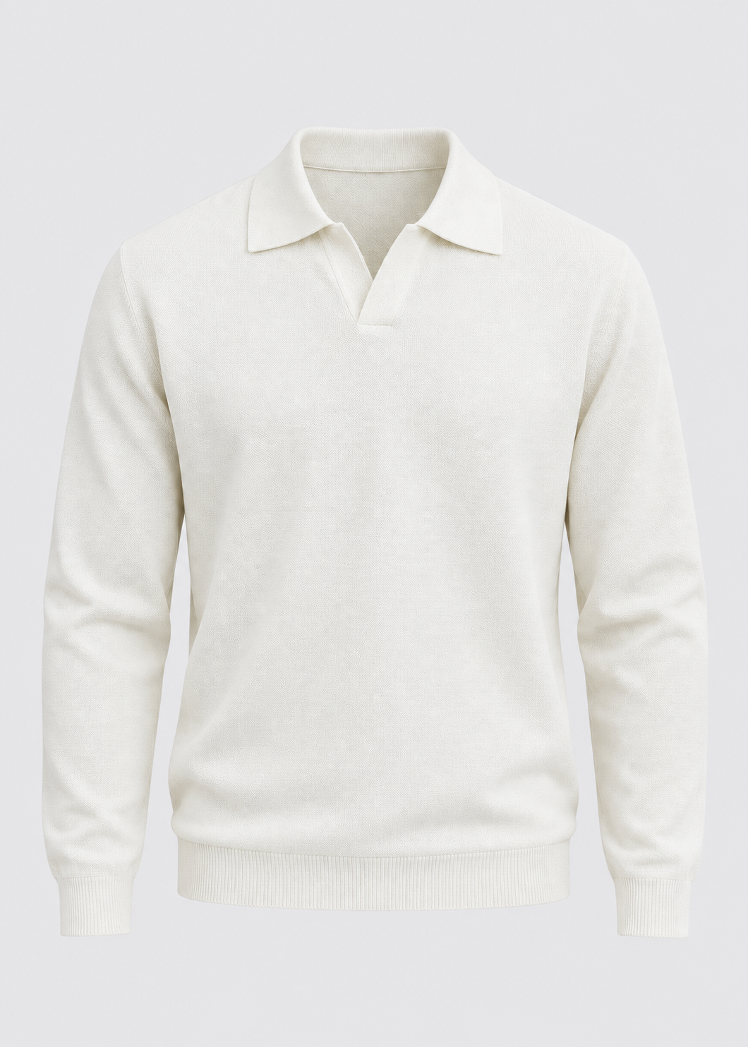Men's Open Collar Wool Polo | Long Sleeve | Wool Blend | Smart Casual Sweater | Steven & Levon