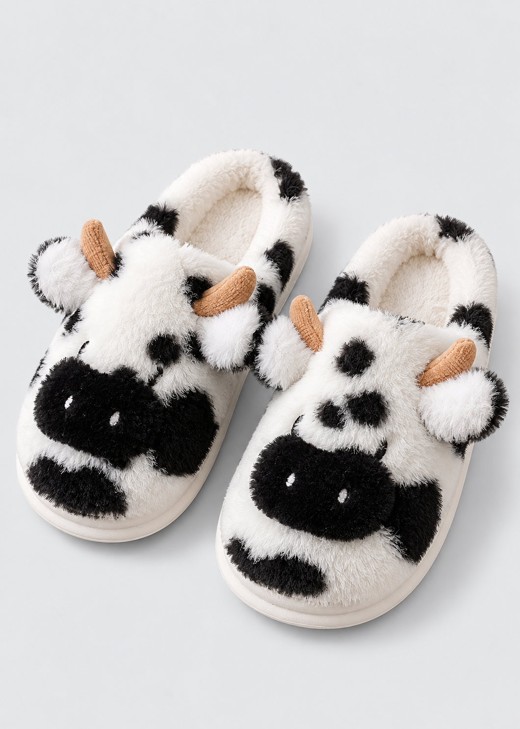 Fluffy Slippers | Women | Plush | Cartoon Cow | Warm Platform Sole | Winter Indoor | Steven & Levon