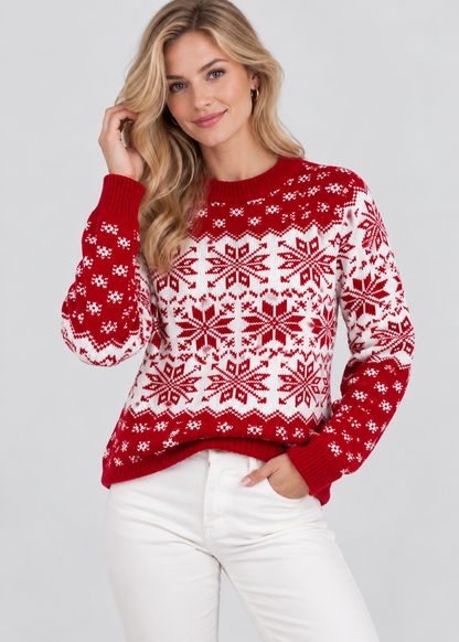 Snowflake Knit Sweater | Women's Christmas Jumper | Long Sleeve Winter Pullover | Steven & Levon