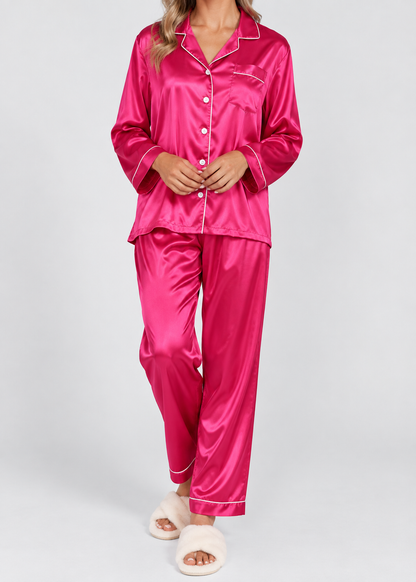 Satin Pajama Set | Women's Long Sleeve & Pants | Elegant Sleepwear | Steven & Levon