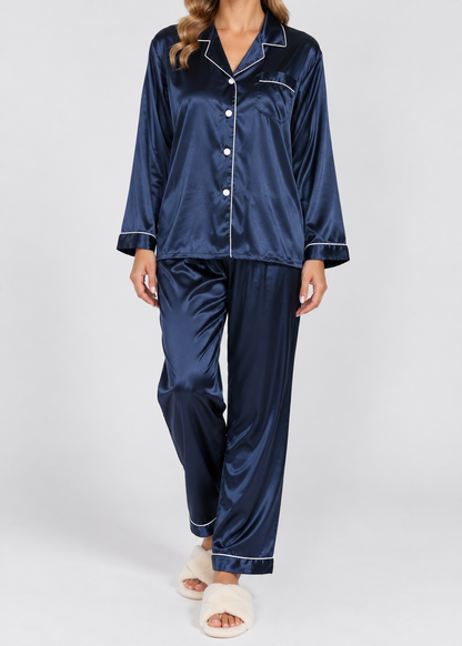 Satin Pajama Set | Women's Long Sleeve & Pants | Elegant Sleepwear | Steven & Levon