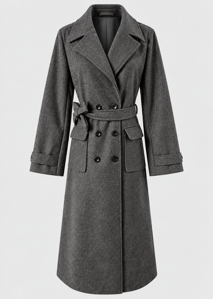 Wool Coat | Double-Breasted & Mid-Calf Length | Slim Fit | Steven & Levon