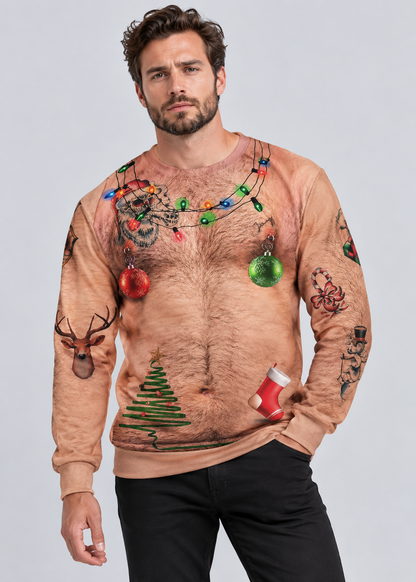 3D Muscle Christmas Sweatshirt | Men's Festive Cosplay Pullover | Soft Fabric | Steven & Levon