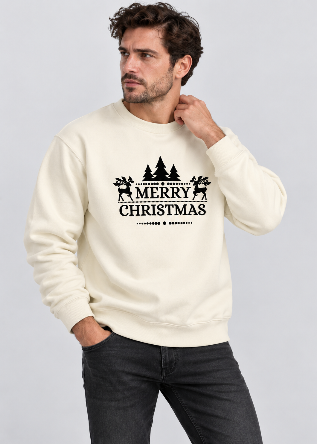 Men's Christmas Sweater | Merry Christmas Print | Casual Festive Jumper | Steven & Levon