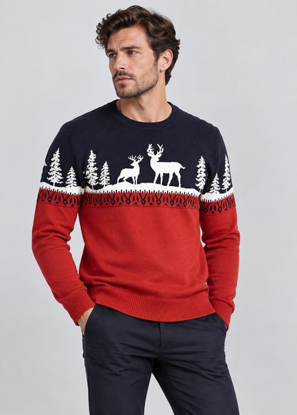 Festive Reindeer Jumper | Christmas Print | Casual Holiday Knitwear | Steven & Levon