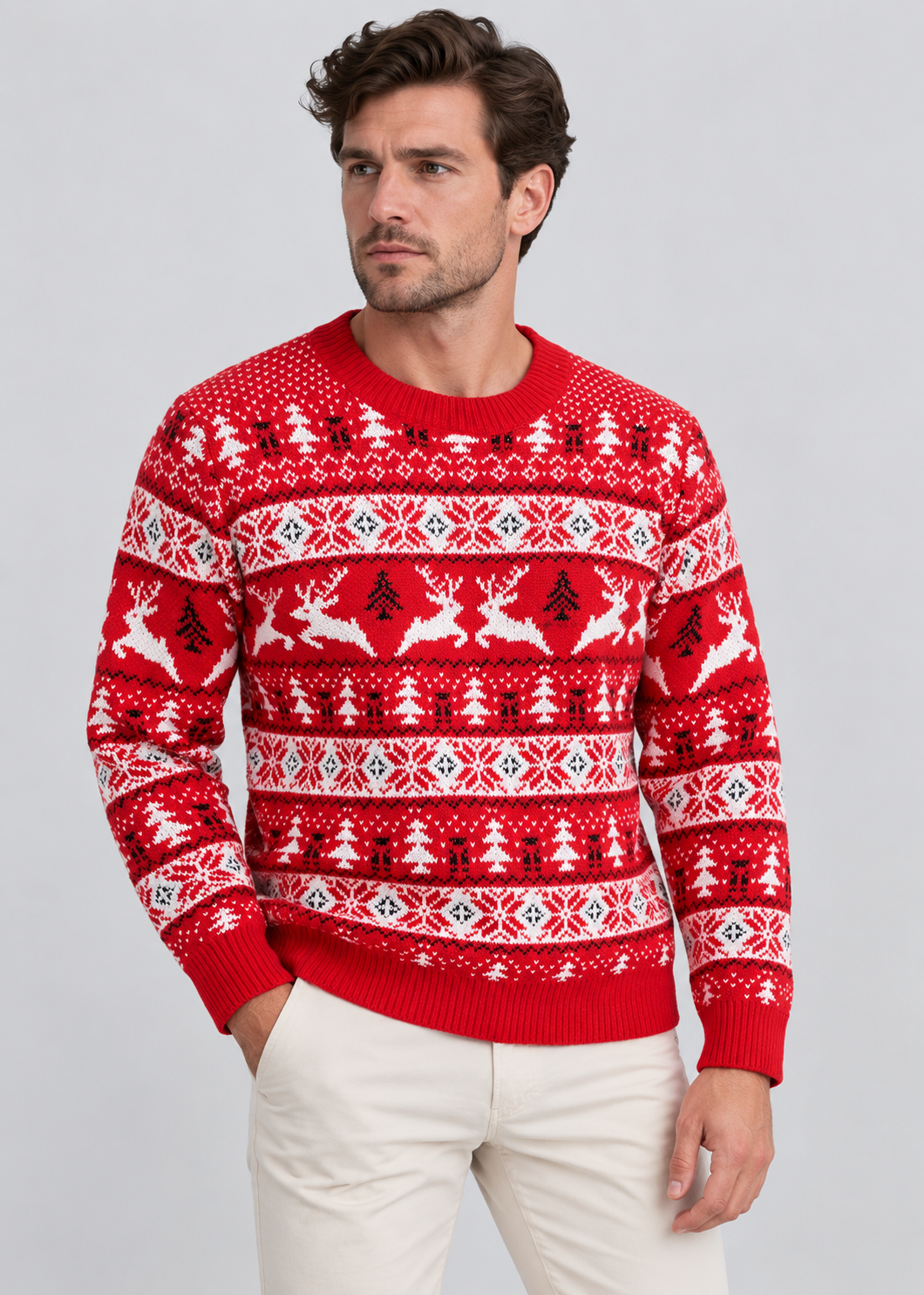 Reindeer Knit Jumper | Men's Festive Holiday Sweater | Christmas Design | Steven & Levon