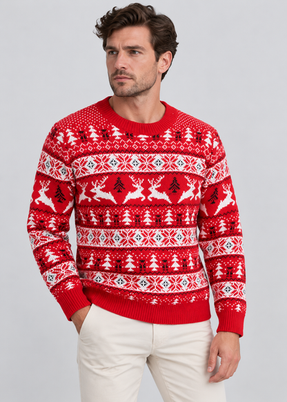 Reindeer Knit Jumper | Men's Festive Holiday Sweater | Christmas Design | Steven & Levon