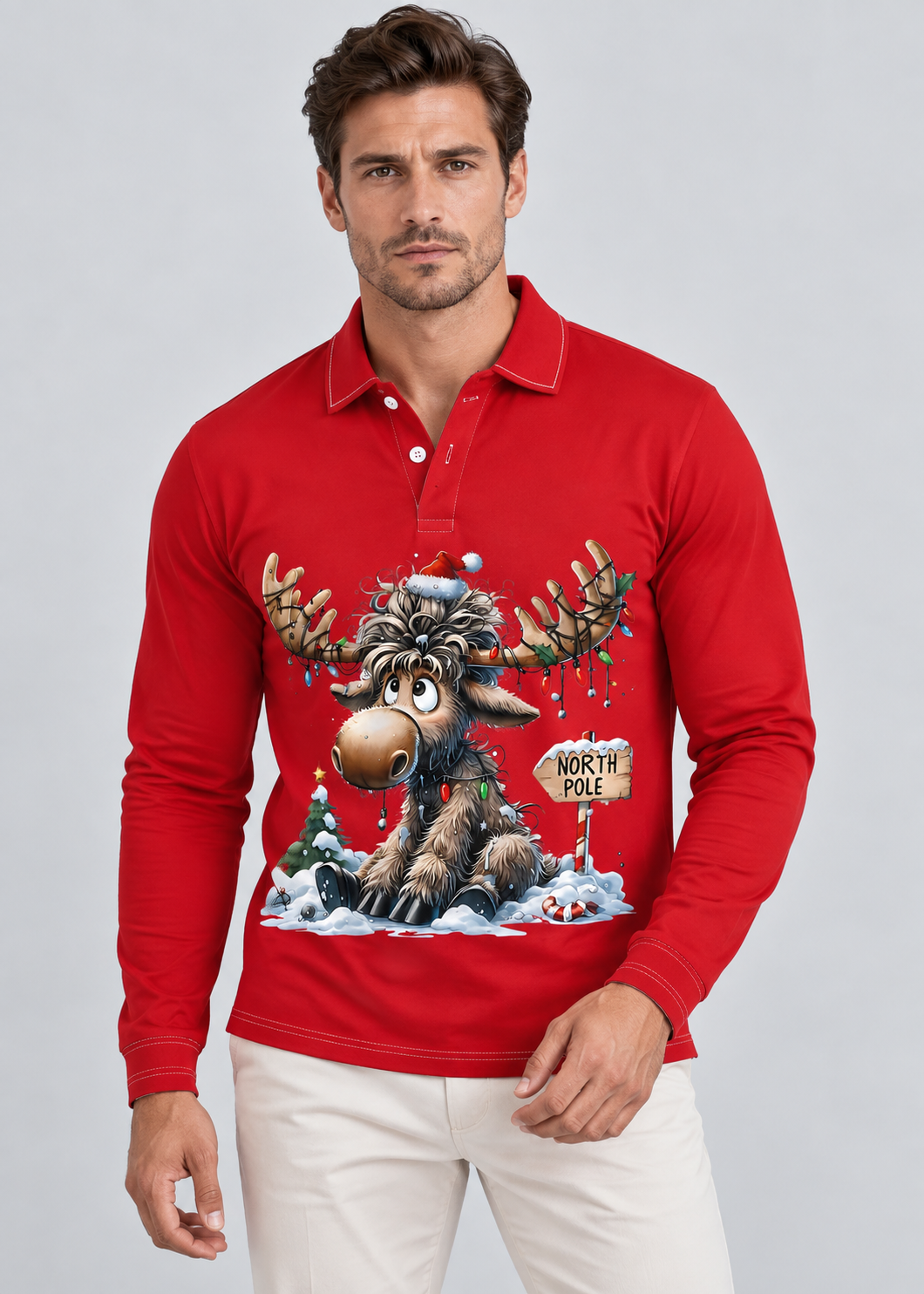 Reindeer Print Shirt | Men's Long Sleeve | Festive Christmas Style | Steven & Levon