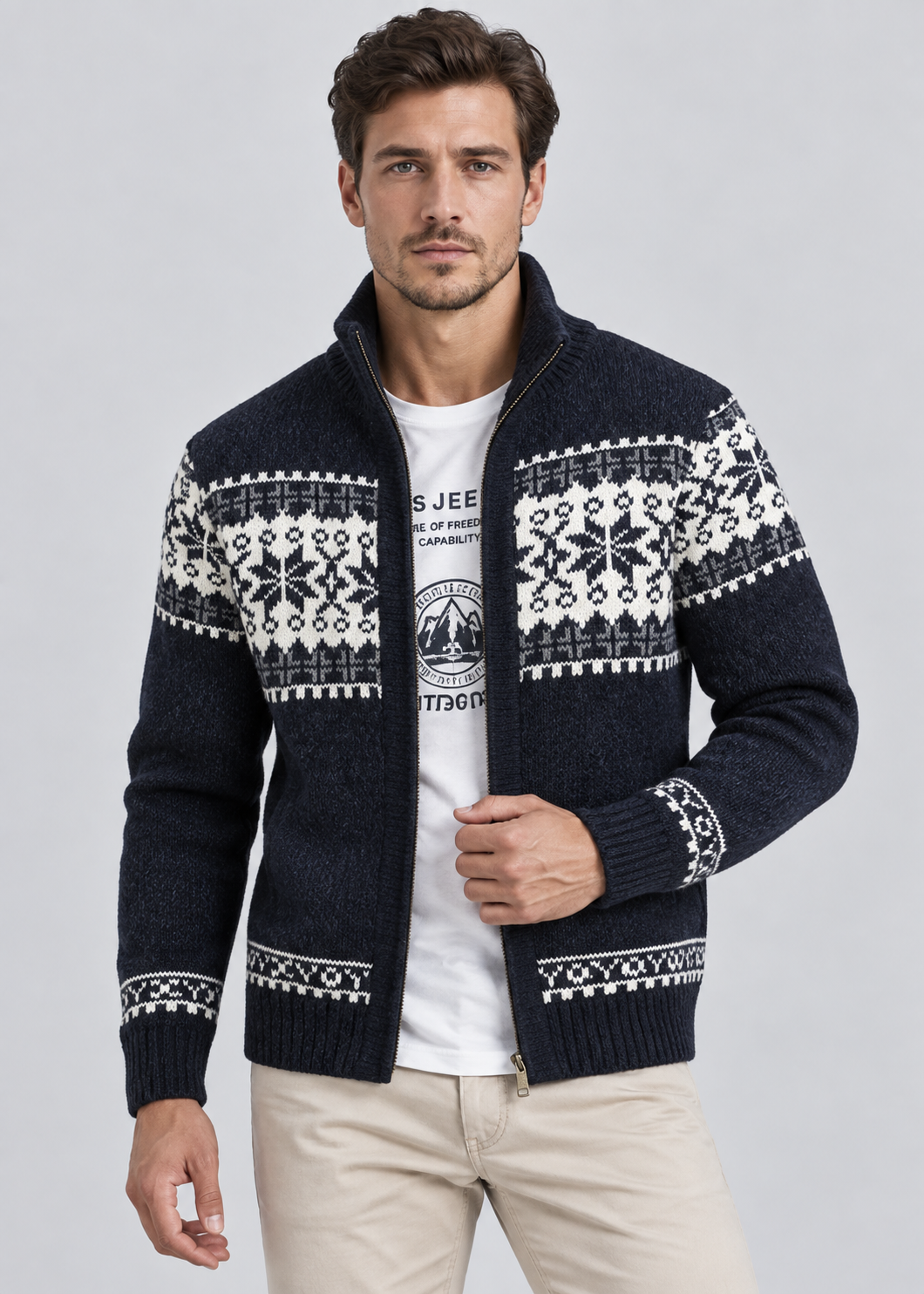 Snowflake Wool Sweater | Festive Christmas Knit | Warm Winter Pullover | Steven & Levon