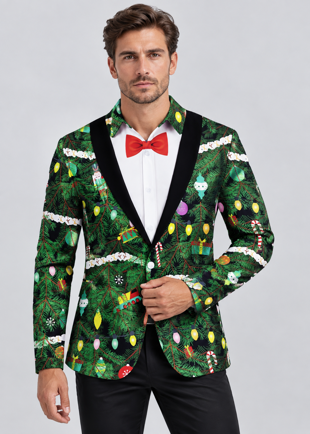 Christmas Tree Print Shirt | Men's Long Sleeve | Festive Holiday Style | Steven & Levon
