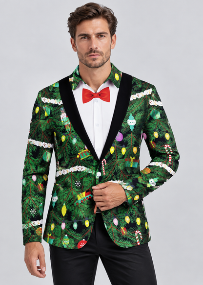 Christmas Tree Print Shirt | Men's Long Sleeve | Festive Holiday Style | Steven & Levon
