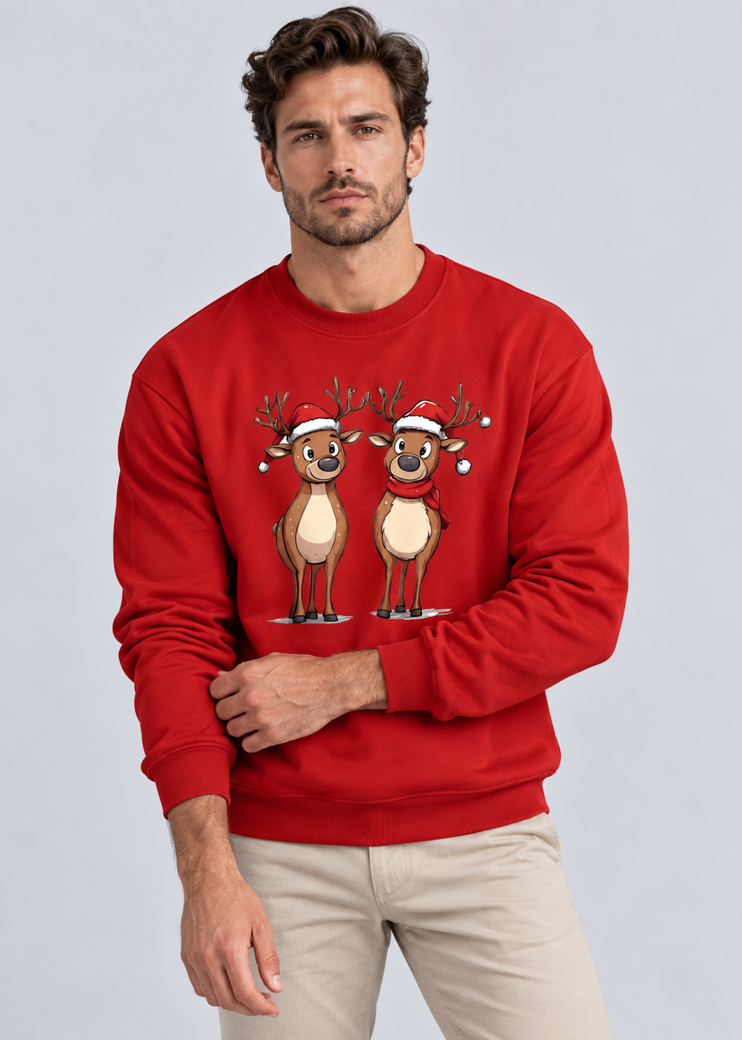 Reindeer Print Sweatshirt | Men's Festive Pullover | Casual Holiday Style | Steven & Levon
