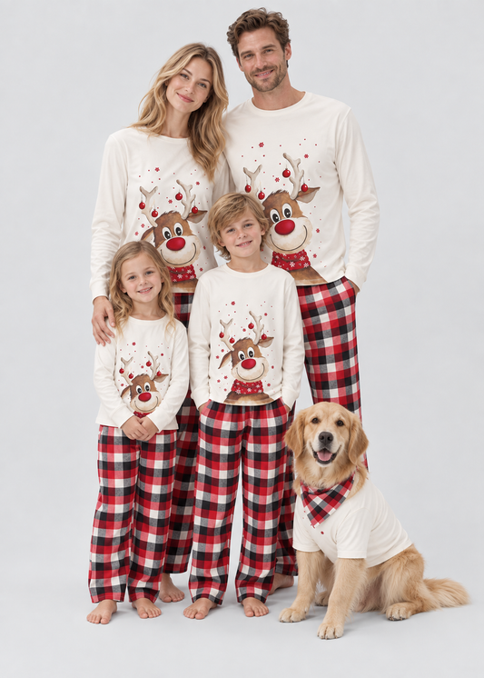Christmas Pajamas Set | Family Matching | Deer Print | Cotton Blend Sleepwear | Steven & Levon