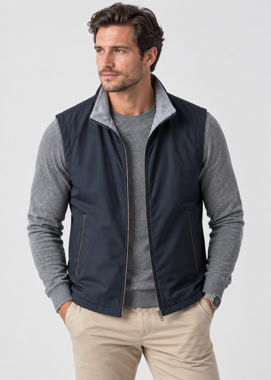Men's Lightweight Zip-Up Bodywarmer | Quilted Gilet | Insulated Sleeveless Vest | Steven & Levon