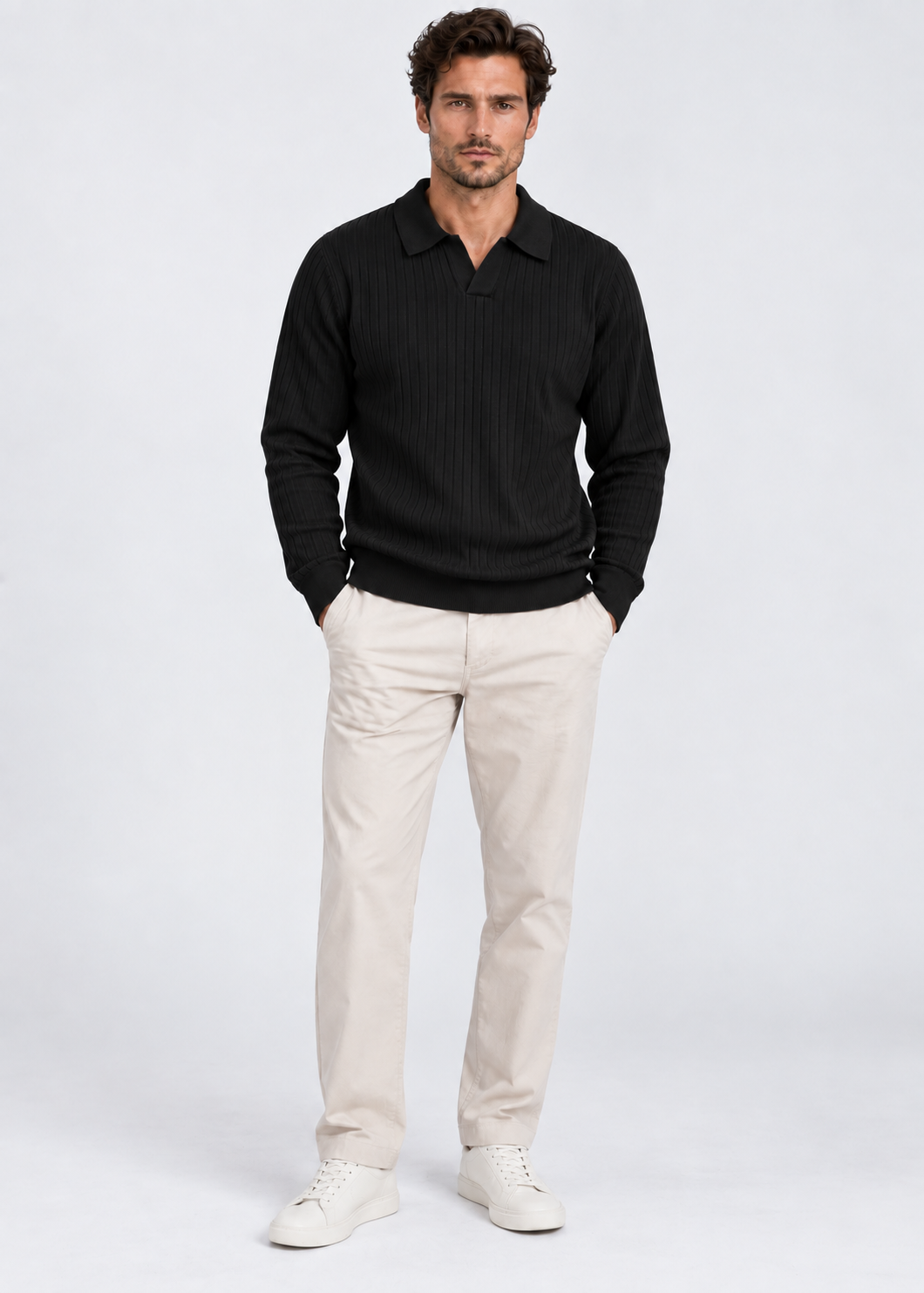 Men’s Tailored Knitted Shirt | Stretch Knit Button-Up | Business Casual Smart Fit Shirt | Steven & Levon