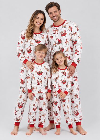 Santa Print Cotton Sleepwear | Family Christmas Pajamas Set | Steven & Levon