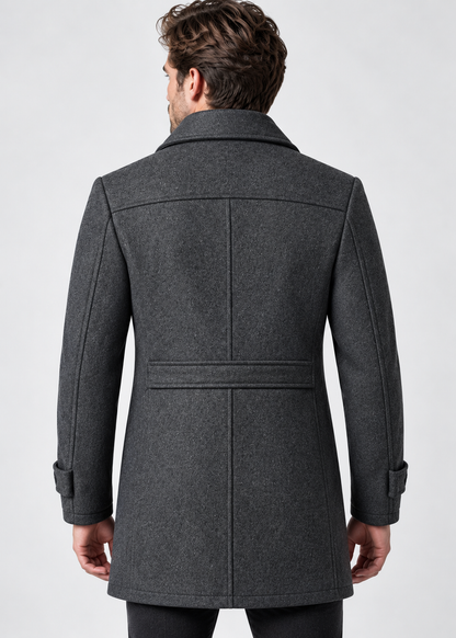 Men's Notched Collar Coat | Zip Insert | Mid-Length Smart Style | Steven & Levon