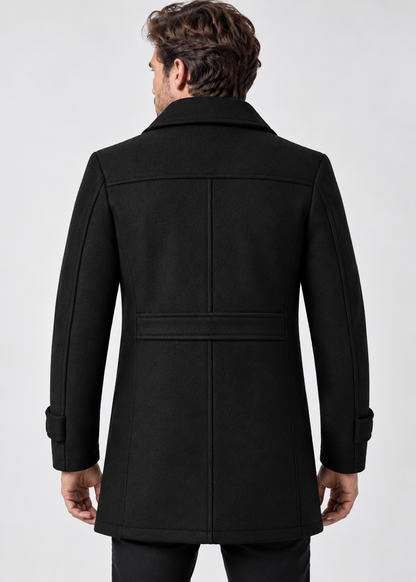Men's Notched Collar Coat | Zip Insert | Mid-Length Smart Style | Steven & Levon