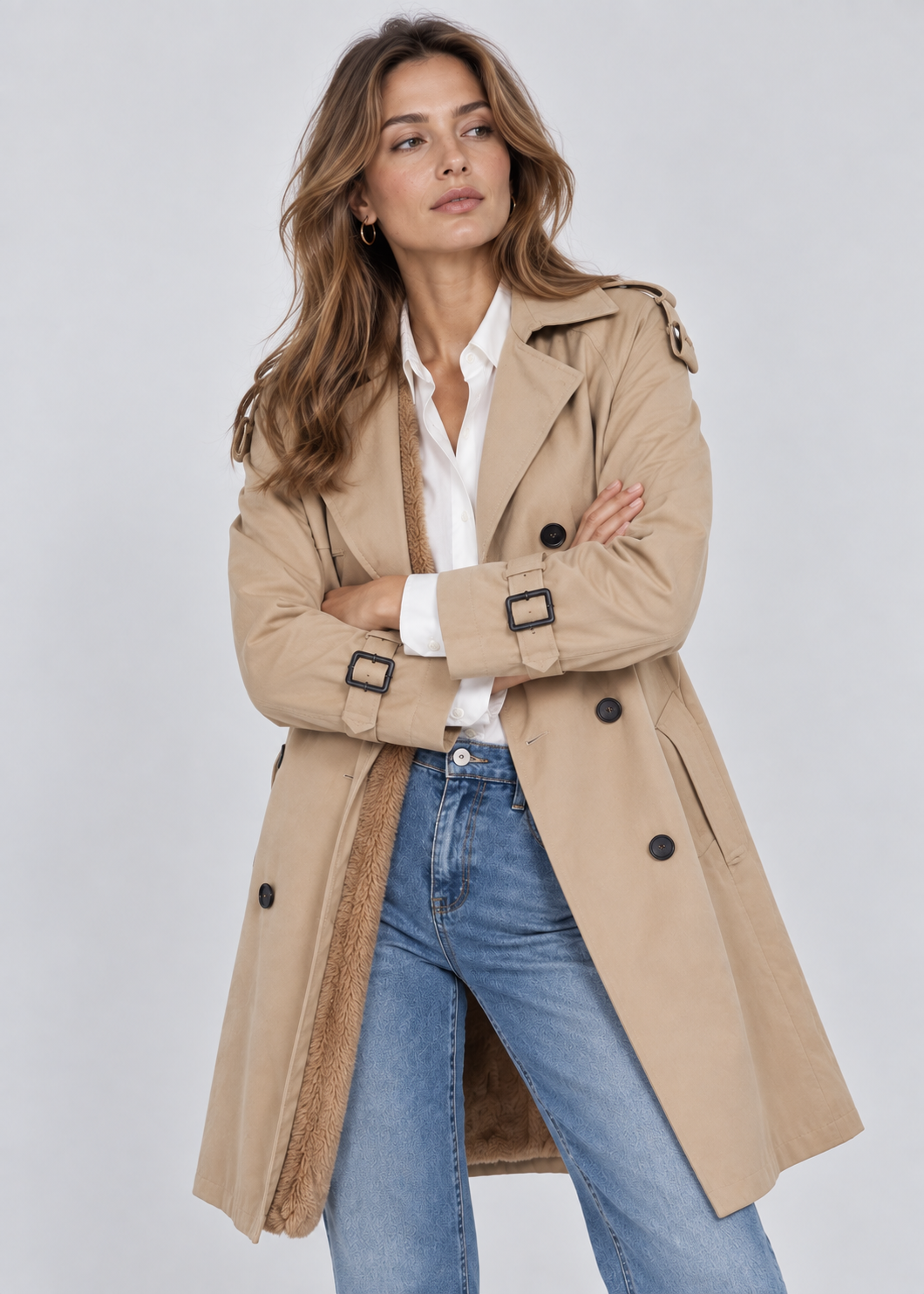 Belted Trench Coat | Women | Faux Shearling | Longline Winter Jacket | Steven & Levon