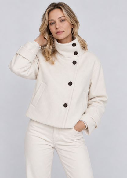 Funnel Collar Jacket | Women | Warm Winter Coat | Casual Layered Outerwear | Steven & Levon