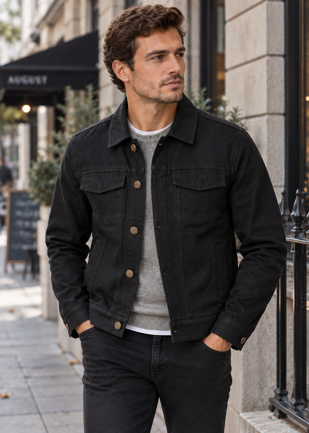 Men's Long Sleeve Cotton Jacket | Lightweight Fabric | Collared Zip-Up | Smart Casual Outerwear | Steven & Levon