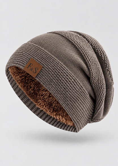 Slouchy Beanie | Unisex Fur Lined Warm Knitted Winter Hat for Casual Wear | Steven & Levon