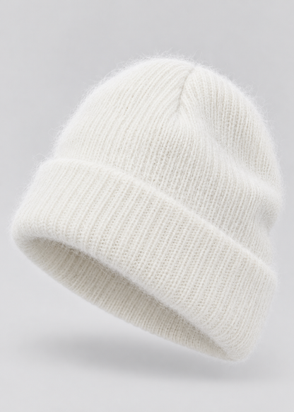 Rabbit Hair Hoodie | Women's Warm Knitted Winter Hat Solid Color Hood | Steven & Levon