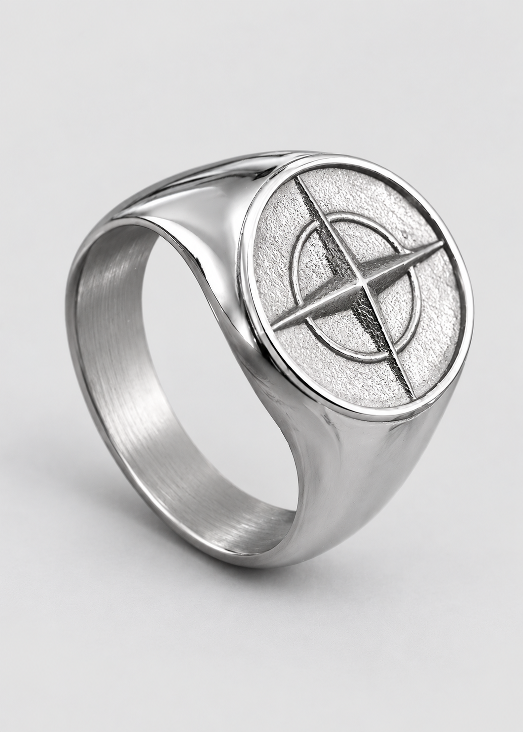 Cross Star Pattern Ring | Gold or Silver | Unisex | Stainless Steel | Compass Design | Steven & Levon