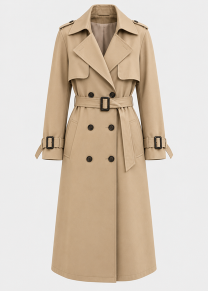 Women's Belted Trench Coat | Longline Winter Jacket | Elegant Outerwear | Steven & Levon