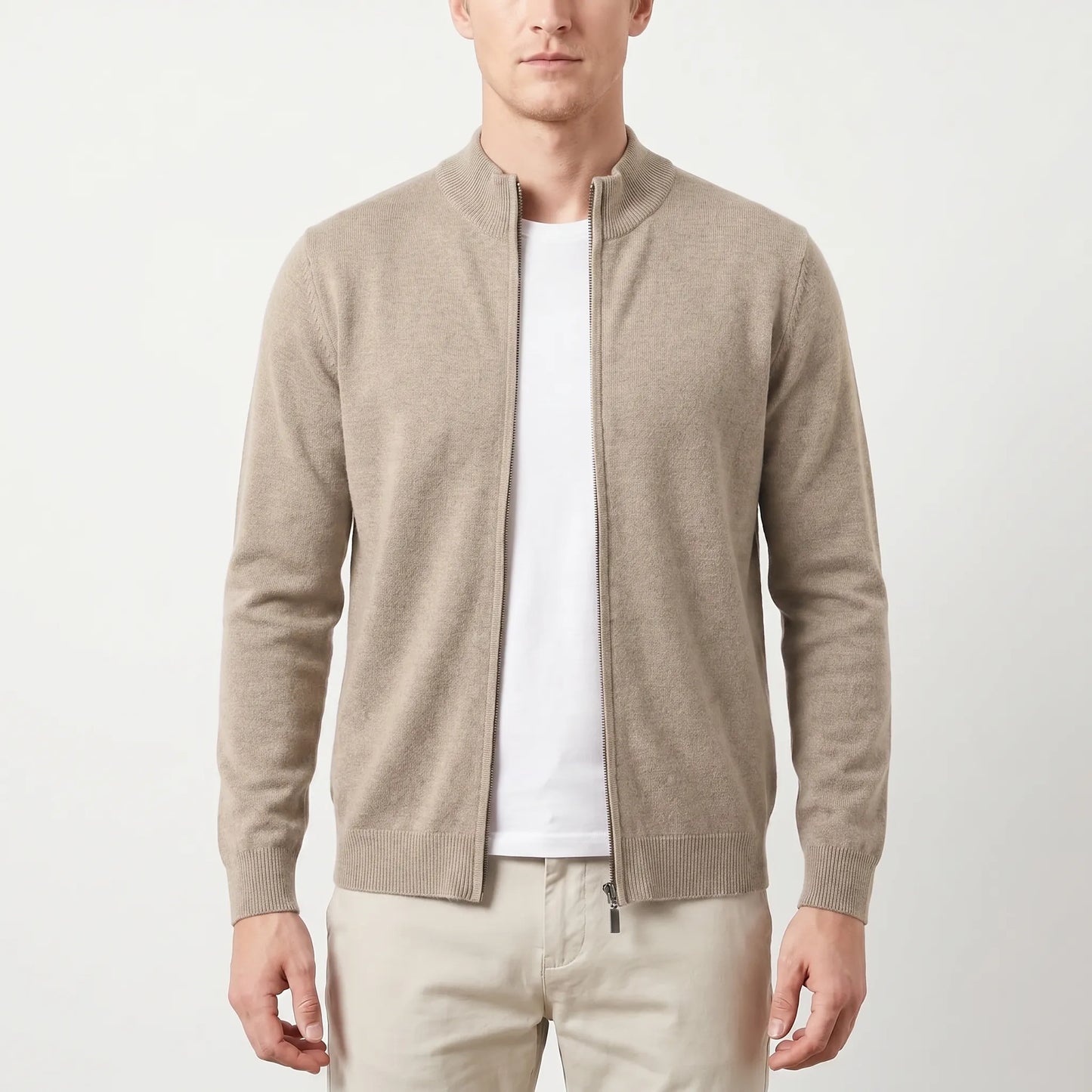 Collaro - Slim Fit Zip-Up Knit Cardigan  Everyday Casual Layering