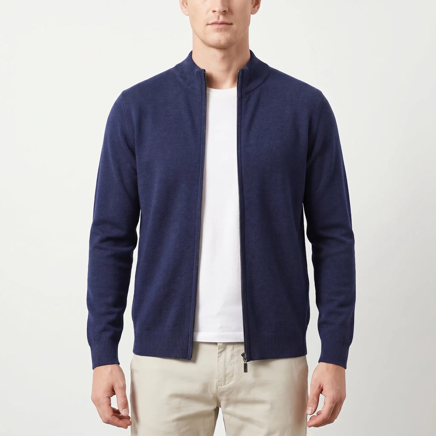 Collaro - Slim Fit Zip-Up Knit Cardigan  Everyday Casual Layering