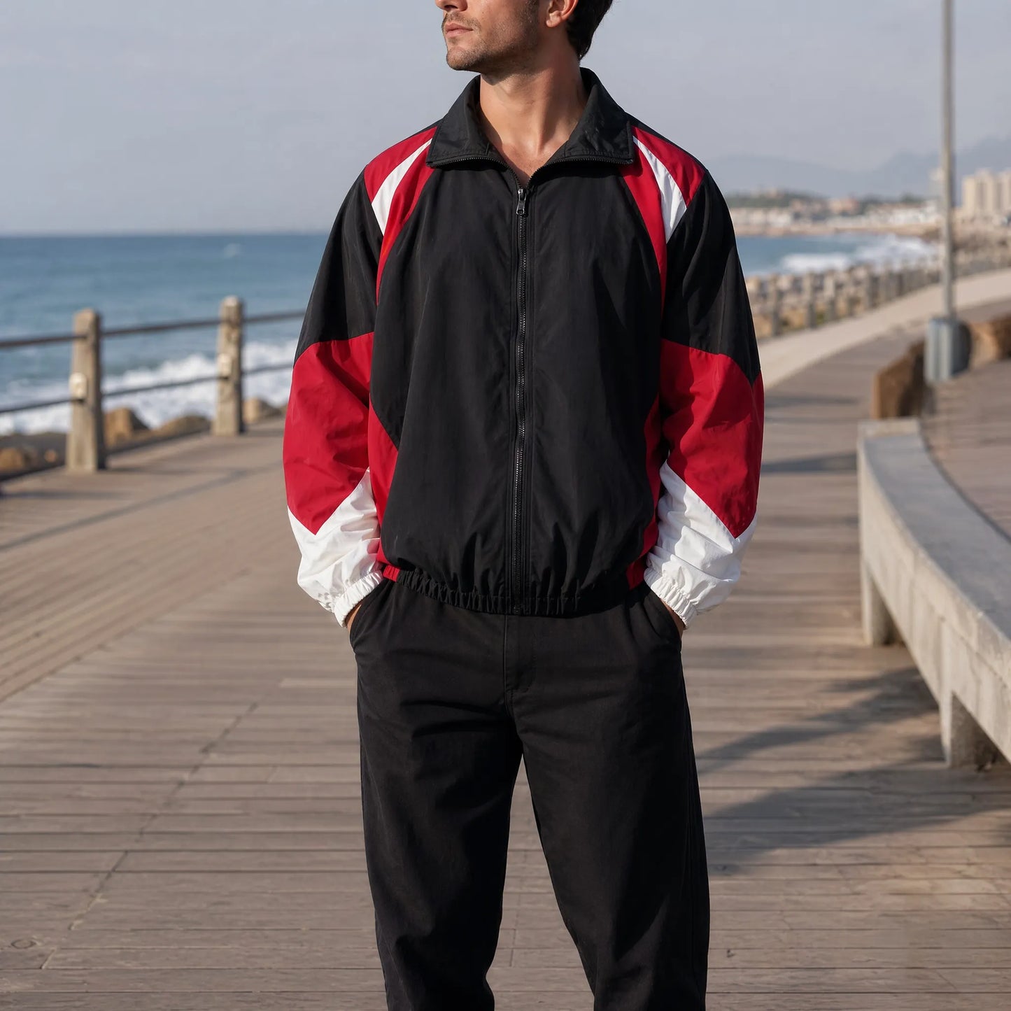 Colorbrix - Colour-Blocked Zip-Up Casual Jacket  Casual Everyday Wear