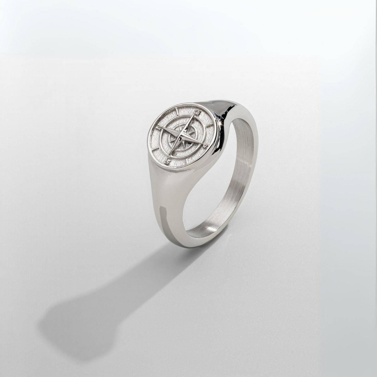 Compass Signet Ring | Gold or Silver | Unisex | Stainless Steel | Compass Design | Steven & Levon