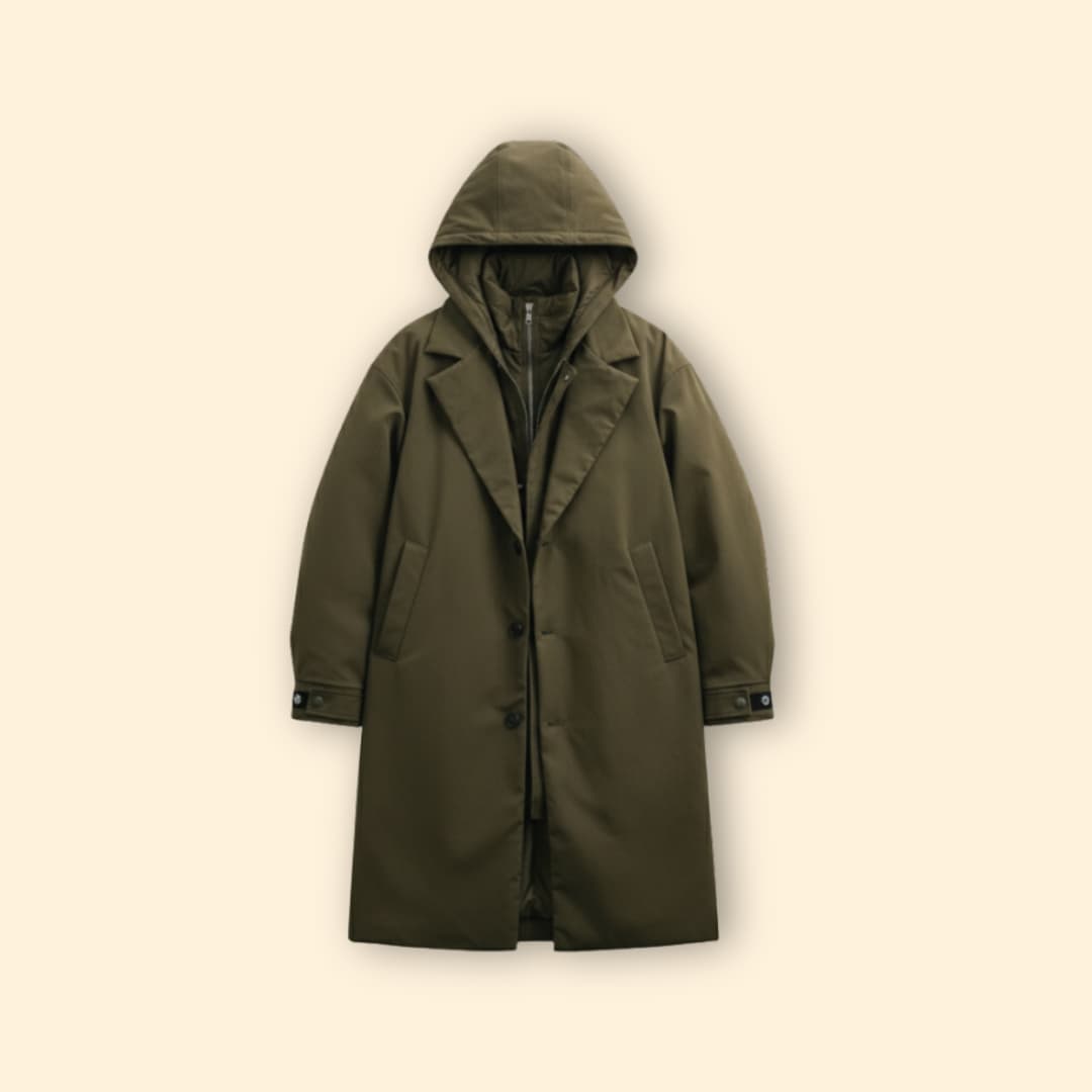 Men's Long Coat | Lapel Collar | Tailored Fit | Smart Casual Overcoat | Steven & Levon
