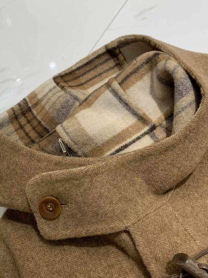 Women's Wool Coat | Hooded | Horn-Style Buttons | Double-Sided | Winter Outerwear | Steven & Levon
