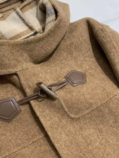 Women's Wool Coat | Hooded | Horn-Style Buttons | Double-Sided | Winter Outerwear | Steven & Levon