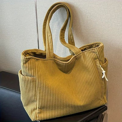 Women's Corduroy Handbag | Large Capacity | Zipper Shoulder Bag | Steven & Levon