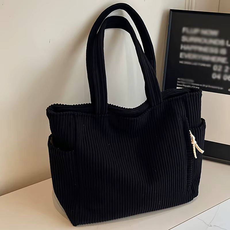 Women's Corduroy Handbag | Large Capacity | Zipper Shoulder Bag | Steven & Levon