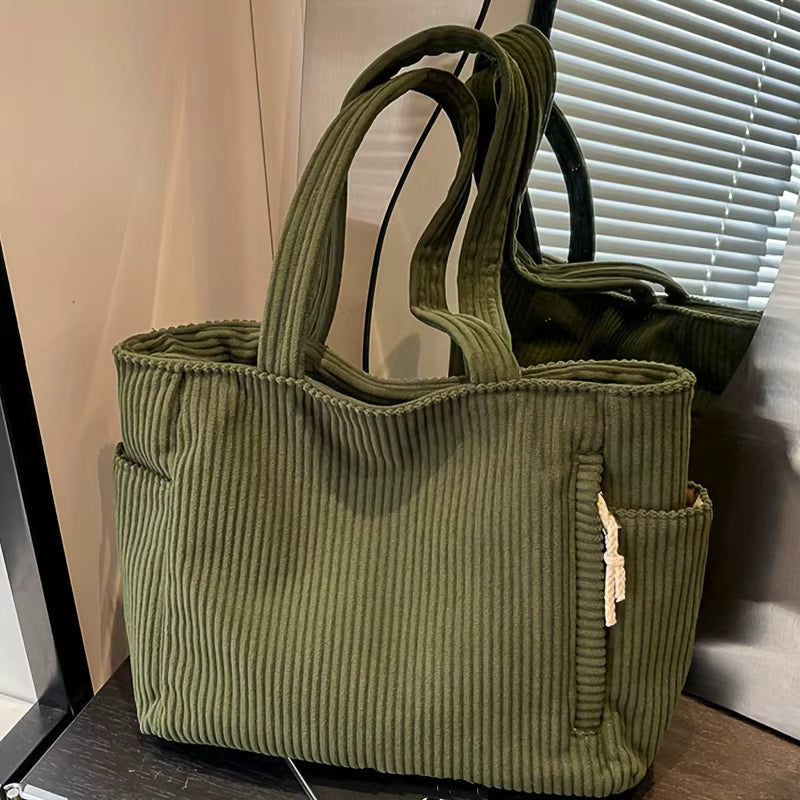 Women's Corduroy Handbag | Large Capacity | Zipper Shoulder Bag | Steven & Levon