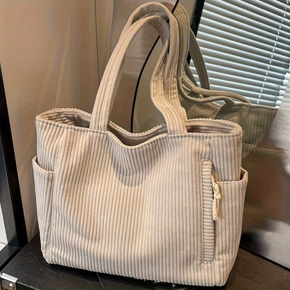 Women's Corduroy Handbag | Large Capacity | Zipper Shoulder Bag | Steven & Levon