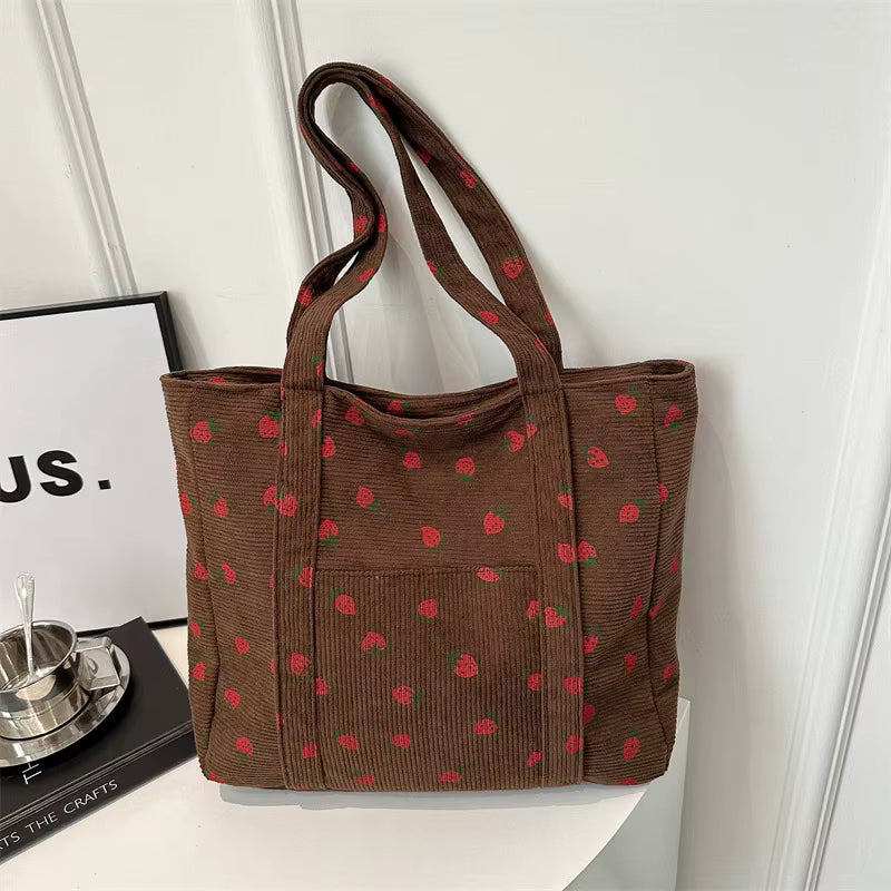 Women's Corduroy Tote Bag | Soft Fabric | Large Capacity Shoulder Bag | Steven & Levon