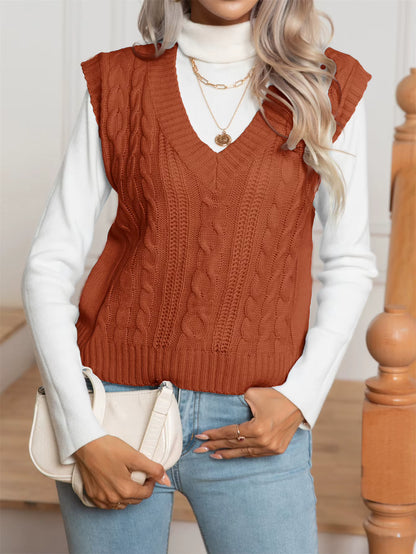 Women's Sweater Vest | Twisted Knit | V-Neck Sleeveless Layering Top | Steven & Levon