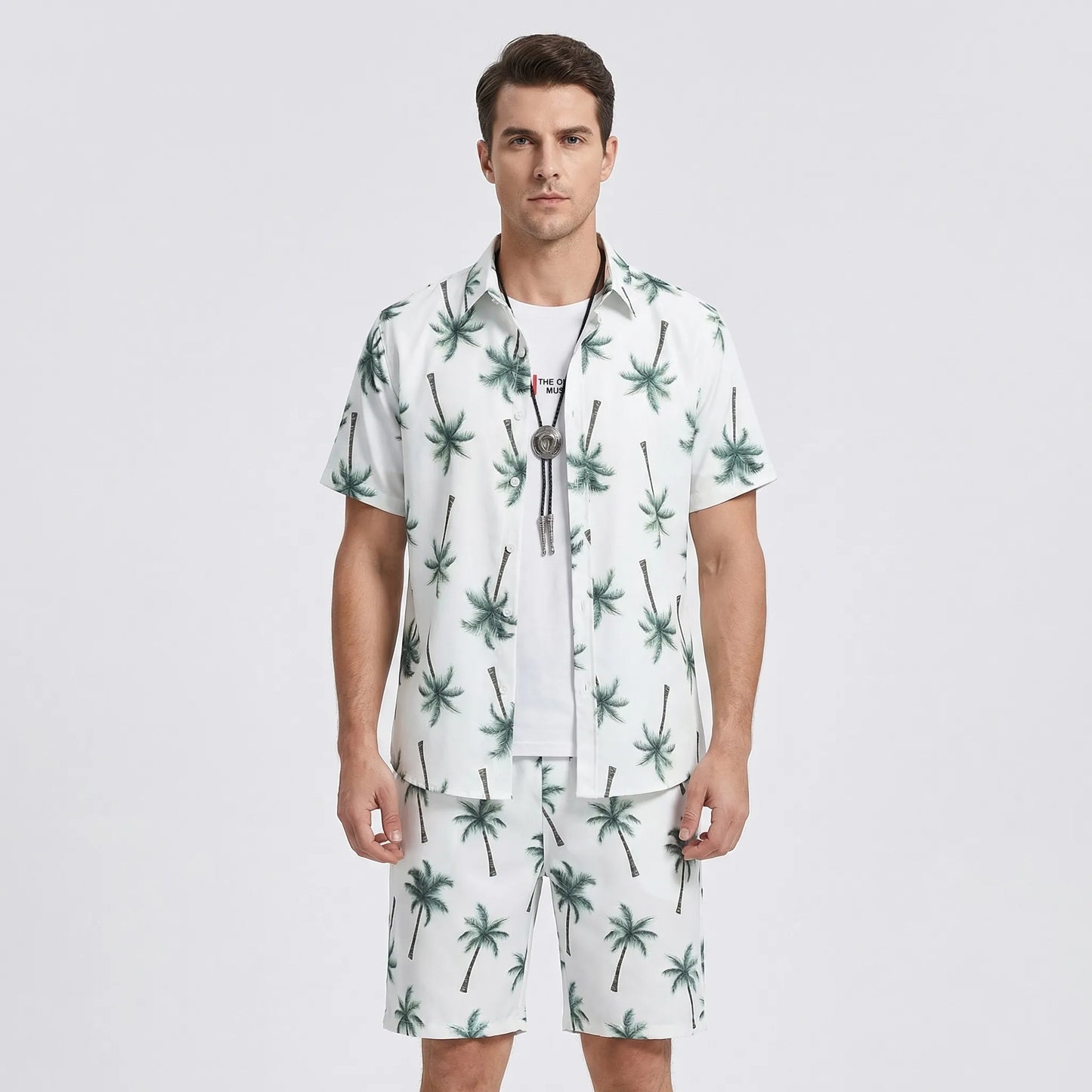 Coralvo - Printed Hawaiian Shirt And Shorts Set  Beach Day Outfits