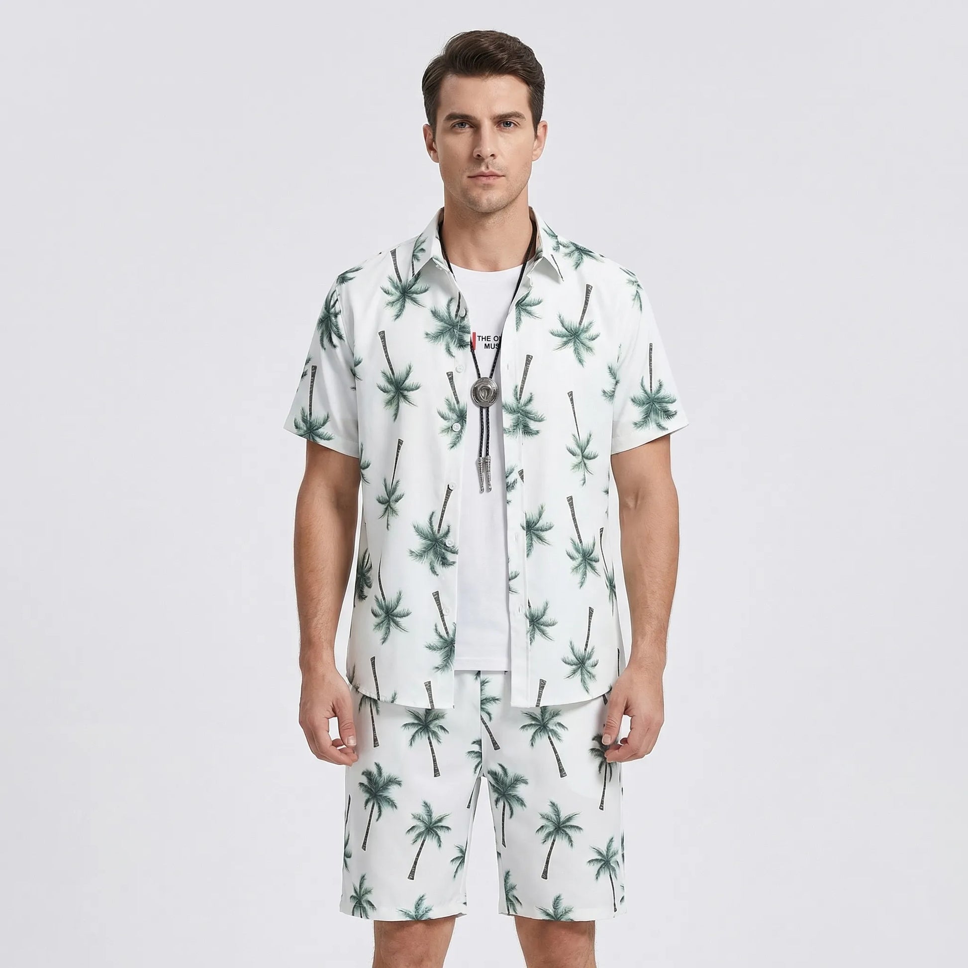 Coralvo - Printed Hawaiian Shirt And Shorts Set  Beach Day Outfits