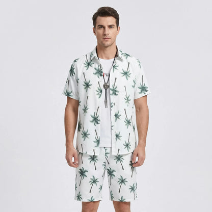 Coralvo - Printed Hawaiian Shirt And Shorts Set  Beach Day Outfits