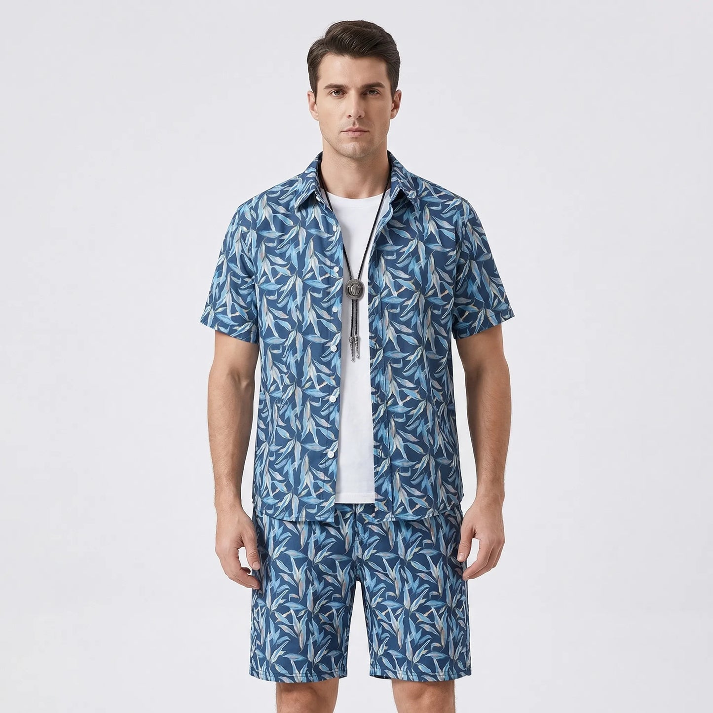 Coralvo - Printed Hawaiian Shirt And Shorts Set  Beach Day Outfits