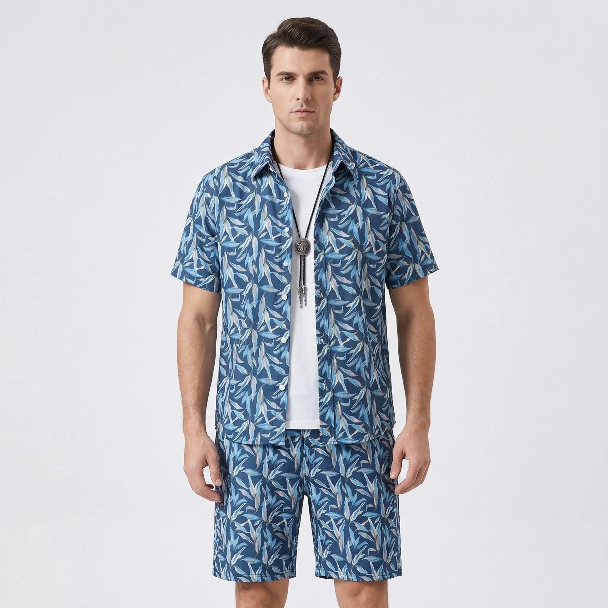Coralvo - Printed Hawaiian Shirt And Shorts Set  Beach Day Outfits