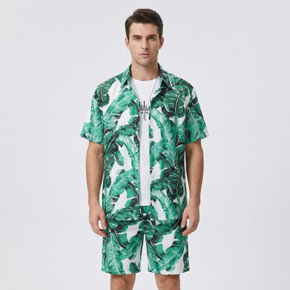 Coralvo - Printed Hawaiian Shirt And Shorts Set  Beach Day Outfits