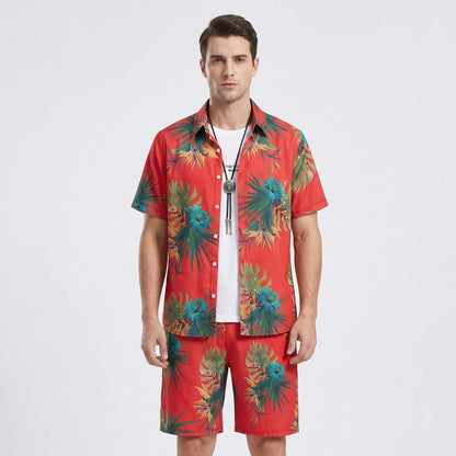 Coralvo - Printed Hawaiian Shirt And Shorts Set  Beach Day Outfits